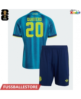 Günstige Kolumbien Juan Fernando Quintero #20 Auswärts Trikotsatzt Kinder WM 2026 Kurzarm (+ Kurze Hosen)